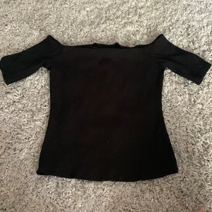 H&M Off-the-Shoulder Black Ribbed Shirt